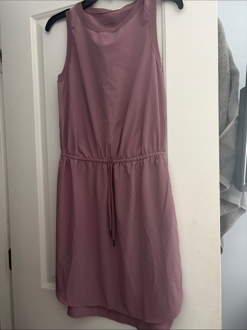 Athleta Dusty Mauve Sleeveless Drawstring Midi Dress